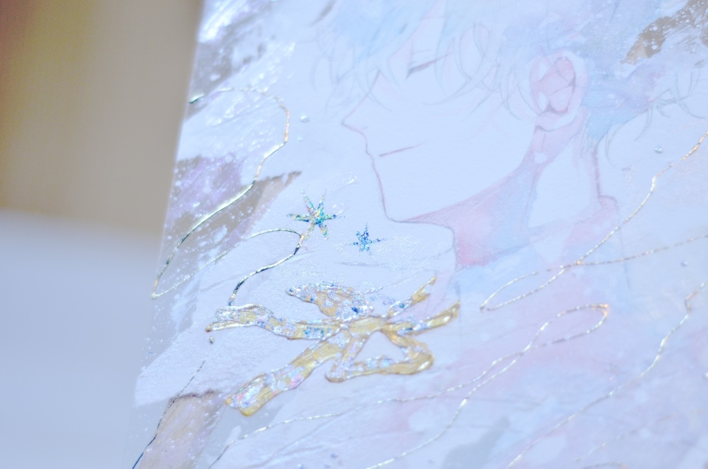 オリジナル 手描きイラスト 男の子 青年 「思い出はいつでも」 アクリル板 A5サイズ 透明水彩