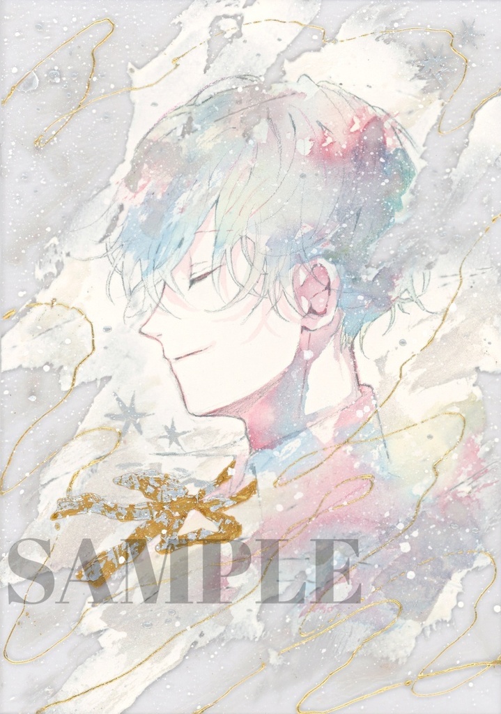 オリジナル 手描きイラスト 男の子 青年 「思い出はいつでも」 アクリル板 A5サイズ 透明水彩