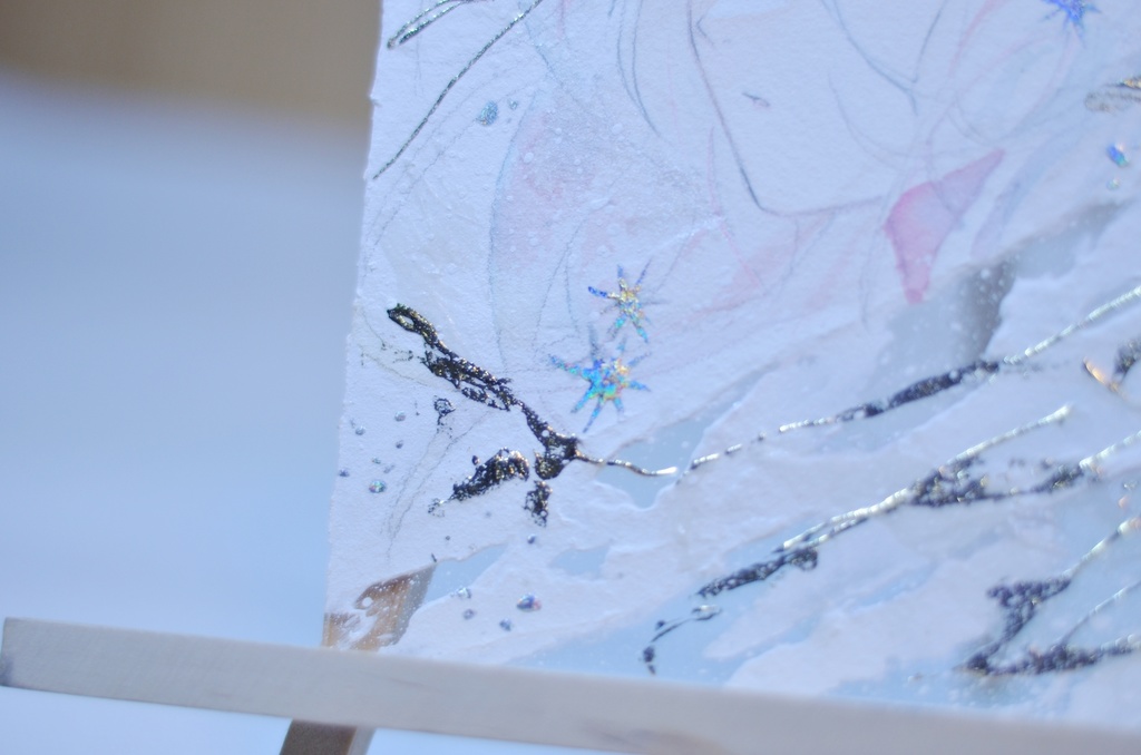 オリジナル 手描きイラスト 女の子 「煌めく予感」 アクリル板 A5サイズ 透明水彩