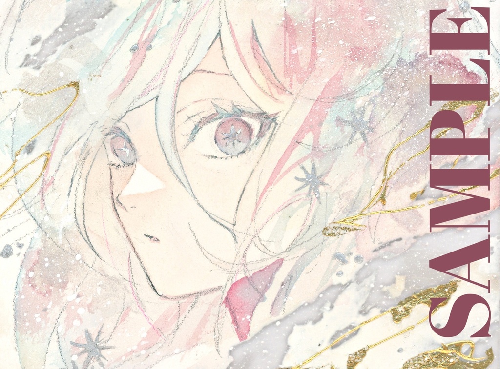 オリジナル 手描きイラスト 女の子 「煌めく予感」 アクリル板 A5サイズ 透明水彩