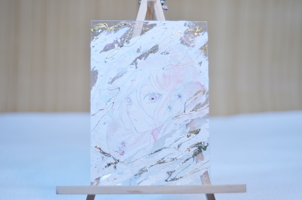 オリジナル 手描きイラスト 女の子 「煌めく予感」 アクリル板 A5サイズ 透明水彩