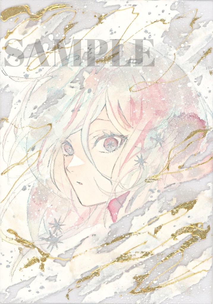 オリジナル 手描きイラスト 女の子 「煌めく予感」 アクリル板 A5サイズ 透明水彩