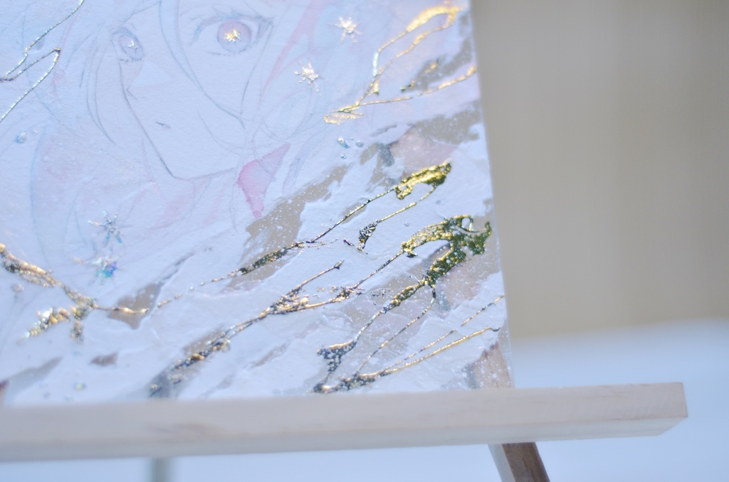 オリジナル 手描きイラスト 女の子 「煌めく予感」 アクリル板 A5サイズ 透明水彩