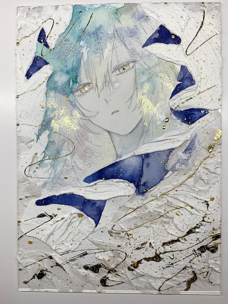 オリジナル 手描きイラスト 女の子 「静寂の森の魔女」 アクリル板 A5サイズ 透明水彩