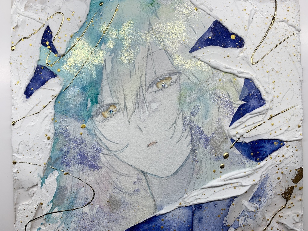 オリジナル 手描きイラスト 女の子 「静寂の森の魔女」 アクリル板 A5サイズ 透明水彩