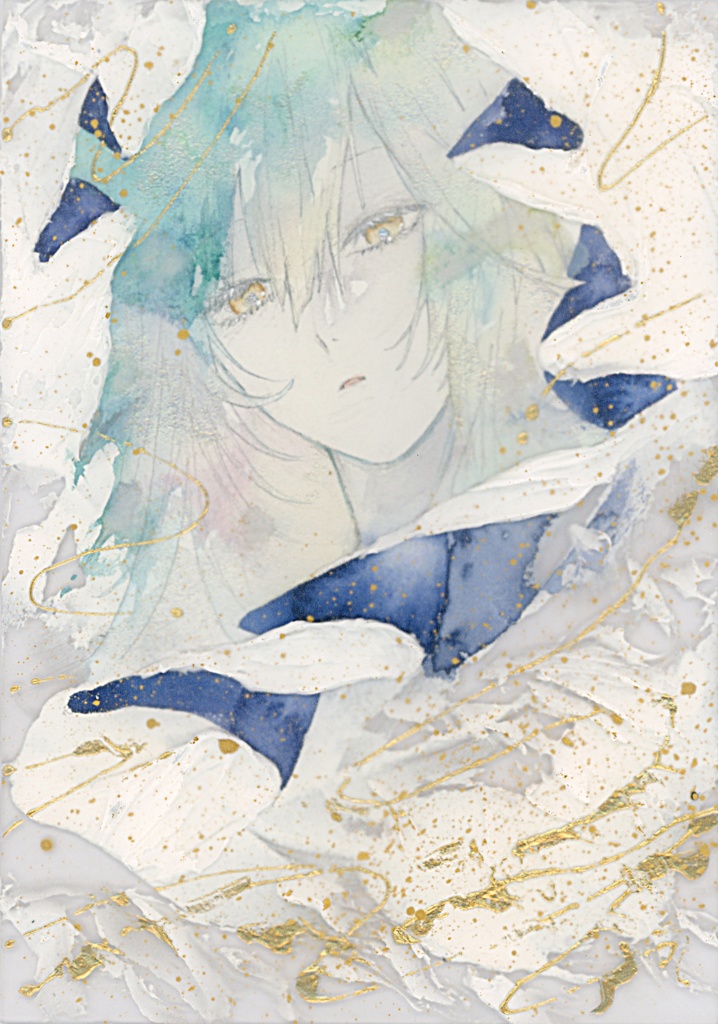 オリジナル 手描きイラスト 女の子 「静寂の森の魔女」 アクリル板 A5サイズ 透明水彩