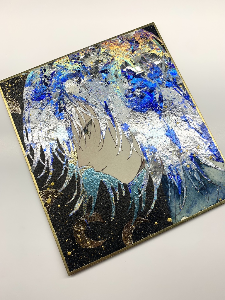 オリジナル 手描きイラスト 男の子 青年 「月の使者」 1/4色紙サイズ 透明水彩