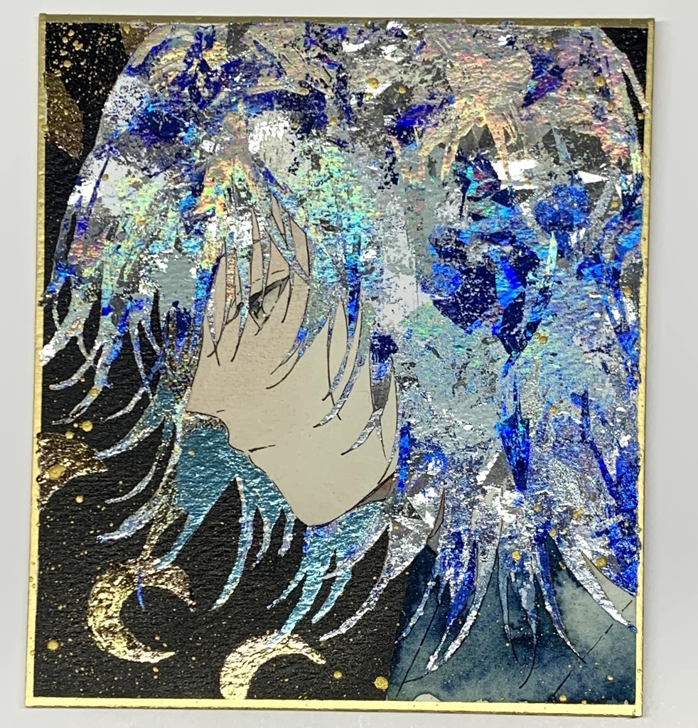 オリジナル 手描きイラスト 男の子 青年 「月の使者」 1/4色紙サイズ 透明水彩