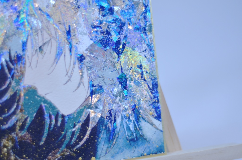 オリジナル 手描きイラスト 男の子 青年 「月の使者」 1/4色紙サイズ 透明水彩