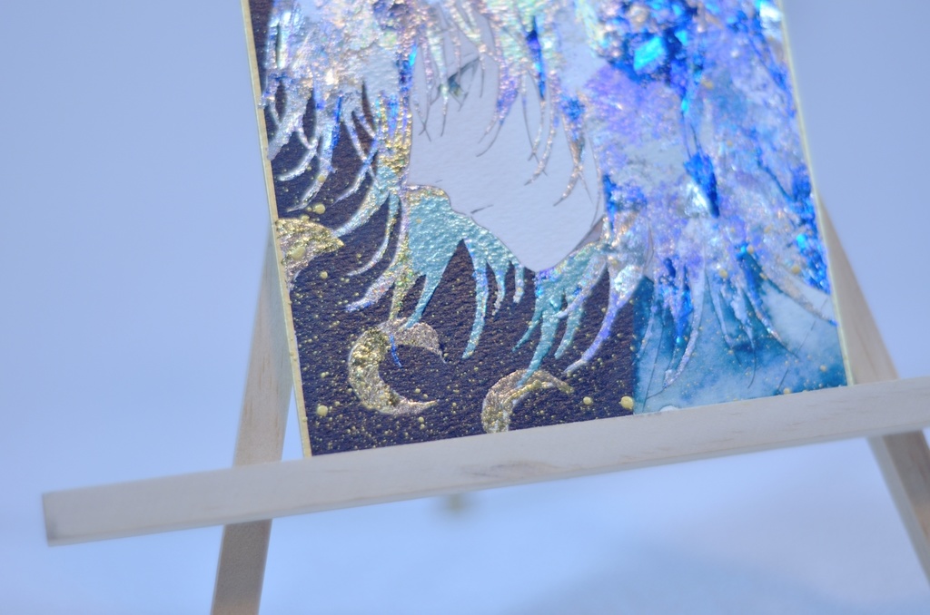 オリジナル 手描きイラスト 男の子 青年 「月の使者」 1/4色紙サイズ 透明水彩