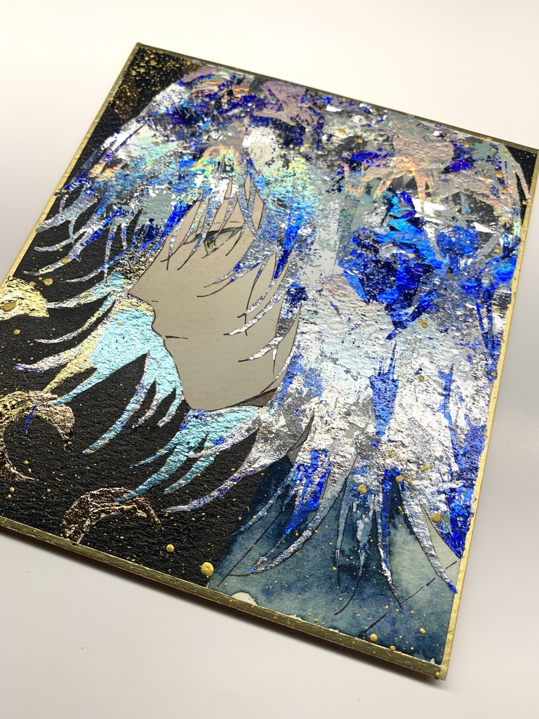 オリジナル 手描きイラスト 男の子 青年 「月の使者」 1/4色紙サイズ 透明水彩