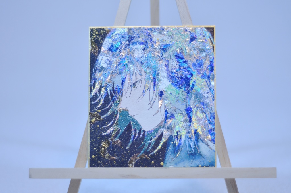 オリジナル 手描きイラスト 男の子 青年 「月の使者」 1/4色紙サイズ 透明水彩