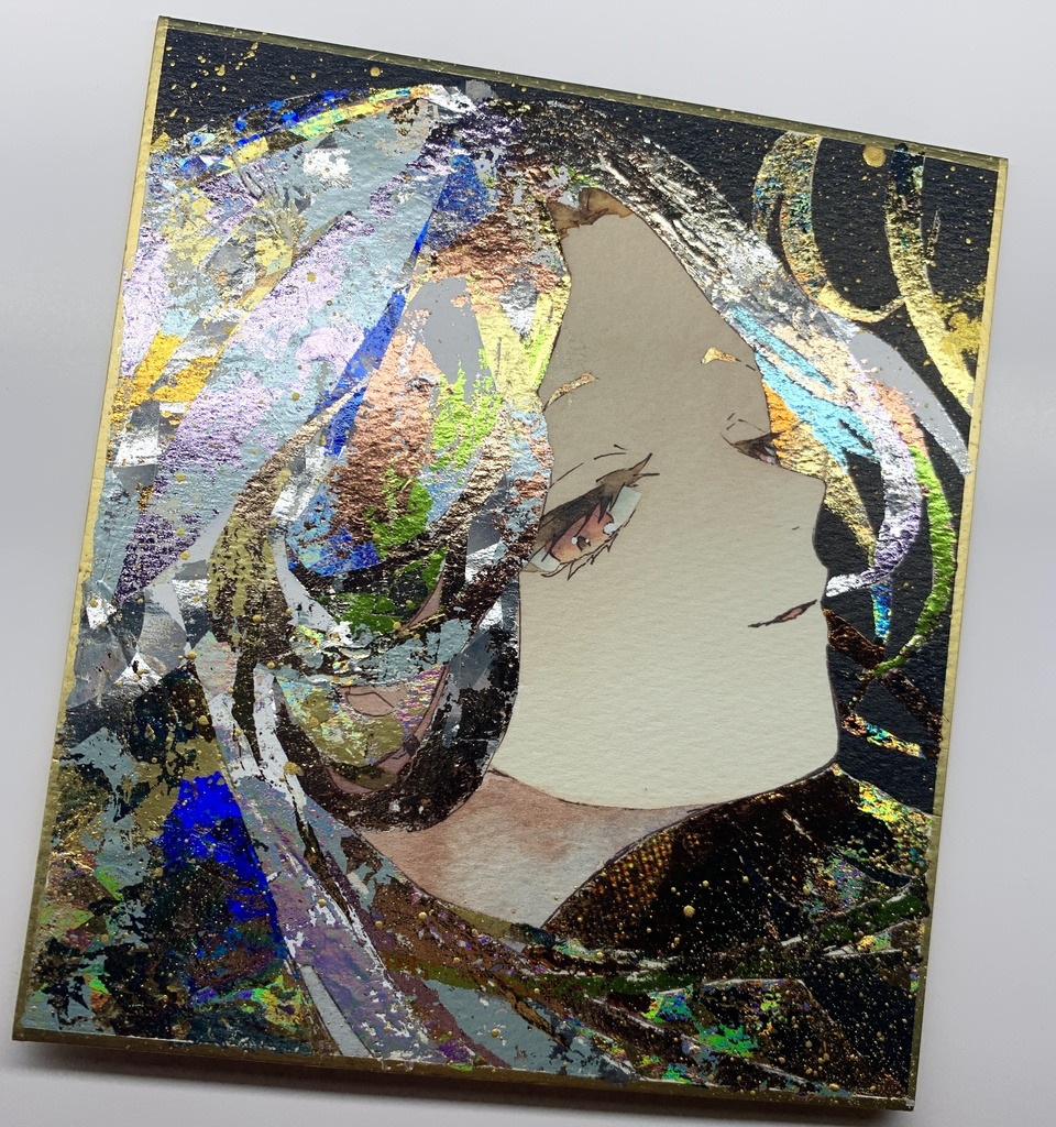 オリジナル 手描きイラスト 女の子 「白薔薇の箱入り娘」 1/4色紙サイズ 透明水彩