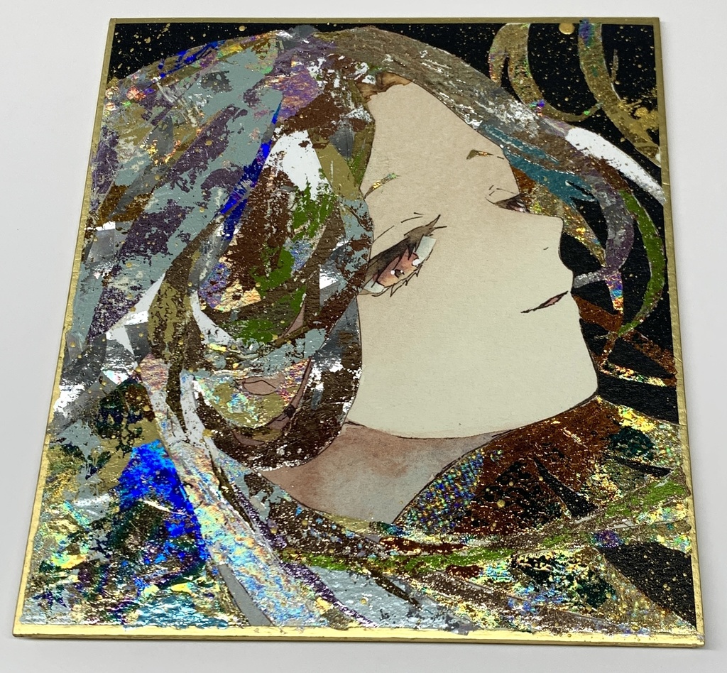 オリジナル 手描きイラスト 女の子 「白薔薇の箱入り娘」 1/4色紙サイズ 透明水彩