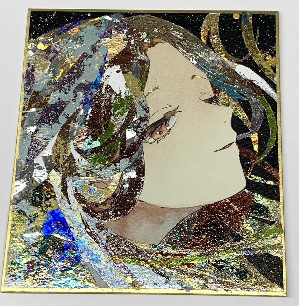 オリジナル 手描きイラスト 女の子 「白薔薇の箱入り娘」 1/4色紙サイズ 透明水彩