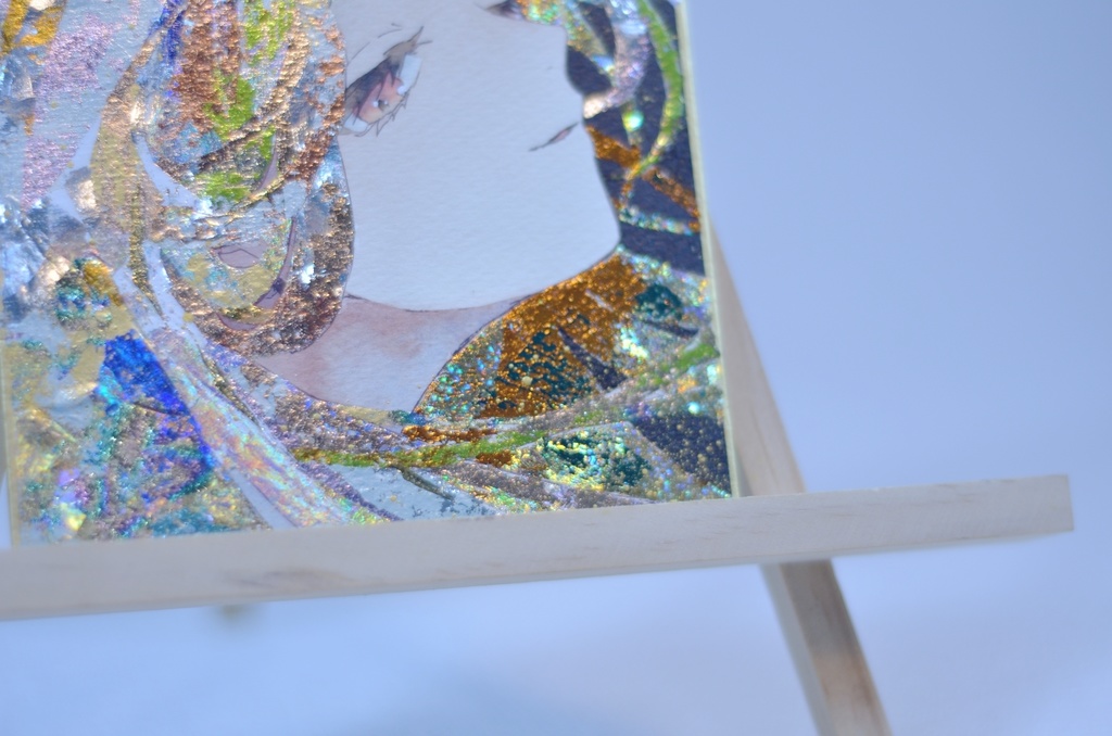 オリジナル 手描きイラスト 女の子 「白薔薇の箱入り娘」 1/4色紙サイズ 透明水彩