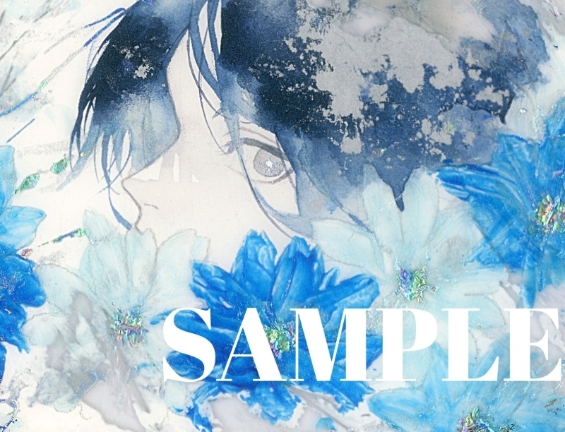オリジナル 手描きイラスト 男の子 青年 「花に埋もれて」 アクリル板 A5サイズ 透明水彩 原画