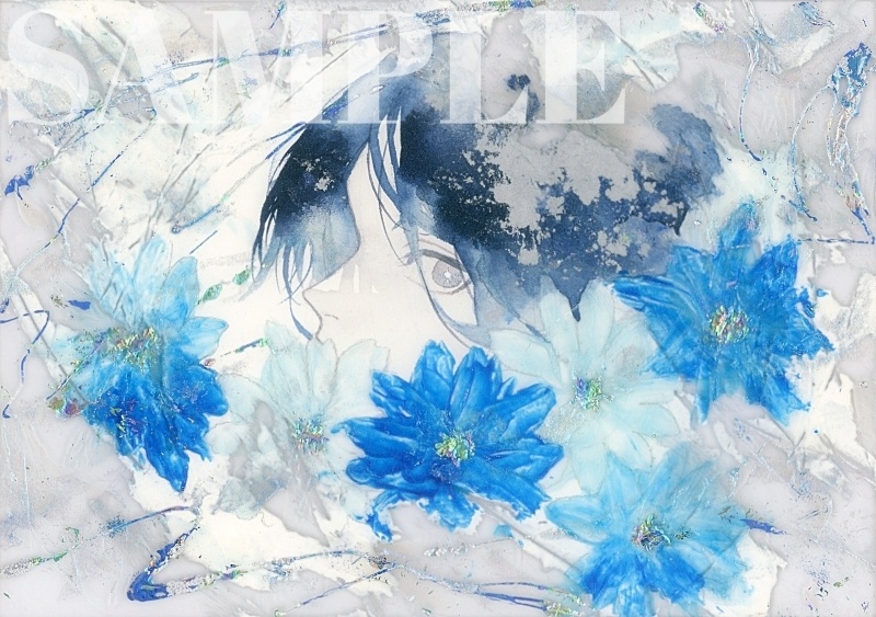 オリジナル 手描きイラスト 男の子 青年 「花に埋もれて」 アクリル板 A5サイズ 透明水彩 原画