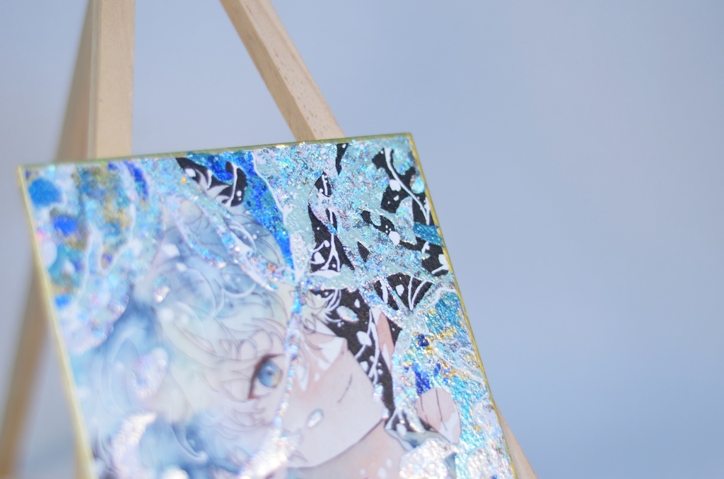 オリジナル 手描きイラスト 男の子 青年 「波の花」 1/4色紙サイズ 透明水彩 原画