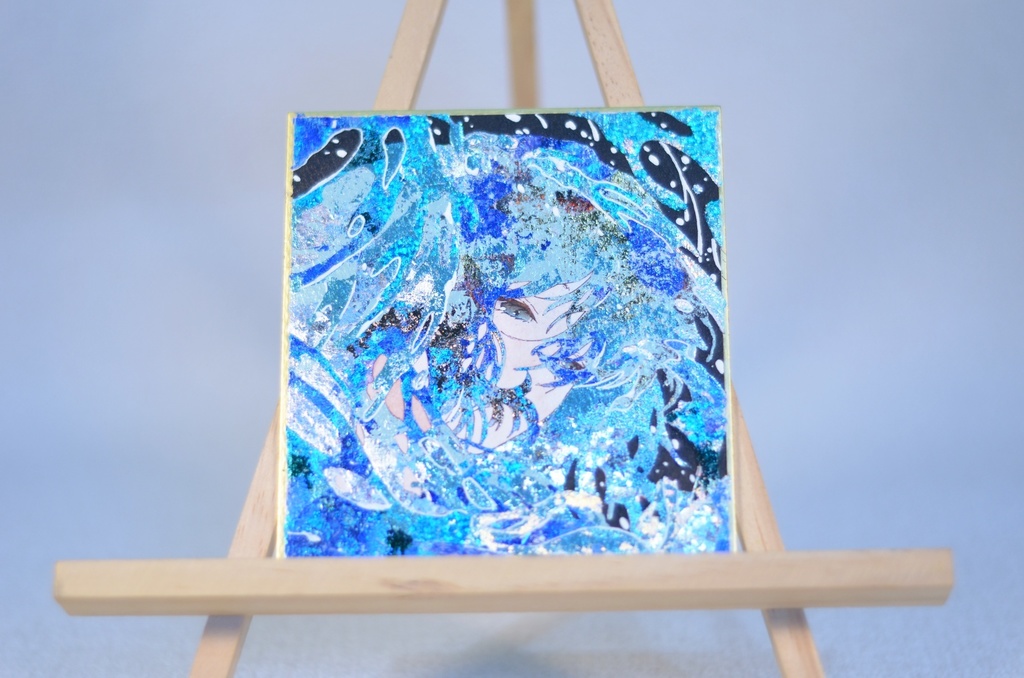 オリジナル 手描きイラスト 女の子 「潮風」 1/4色紙サイズ 透明水彩 原画