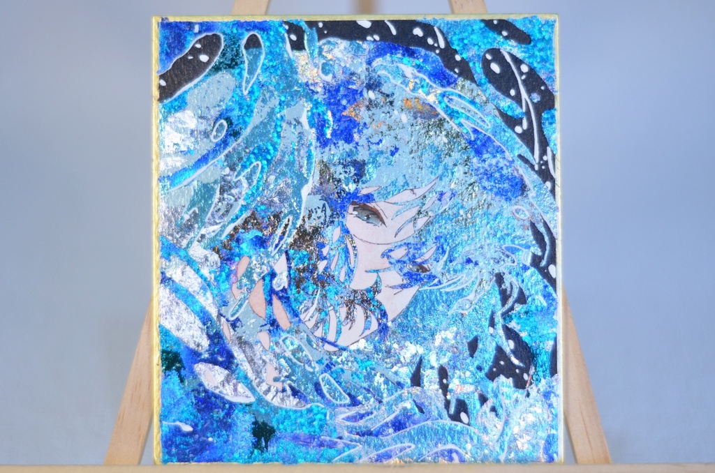 オリジナル 手描きイラスト 女の子 「潮風」 1/4色紙サイズ 透明水彩 原画