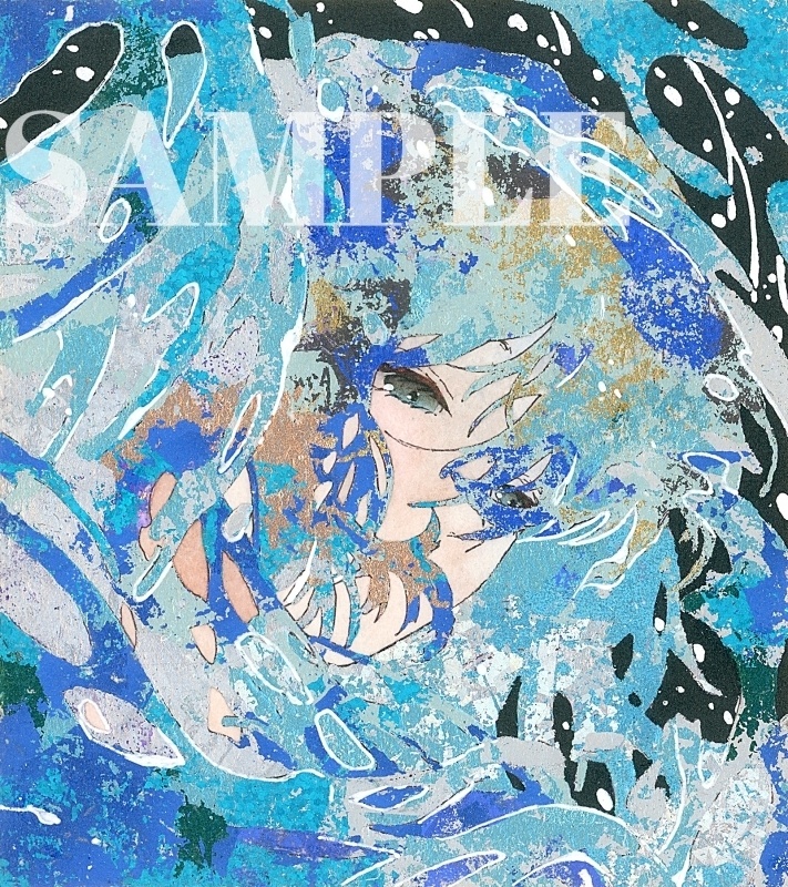 オリジナル 手描きイラスト 女の子 「潮風」 1/4色紙サイズ 透明水彩 原画