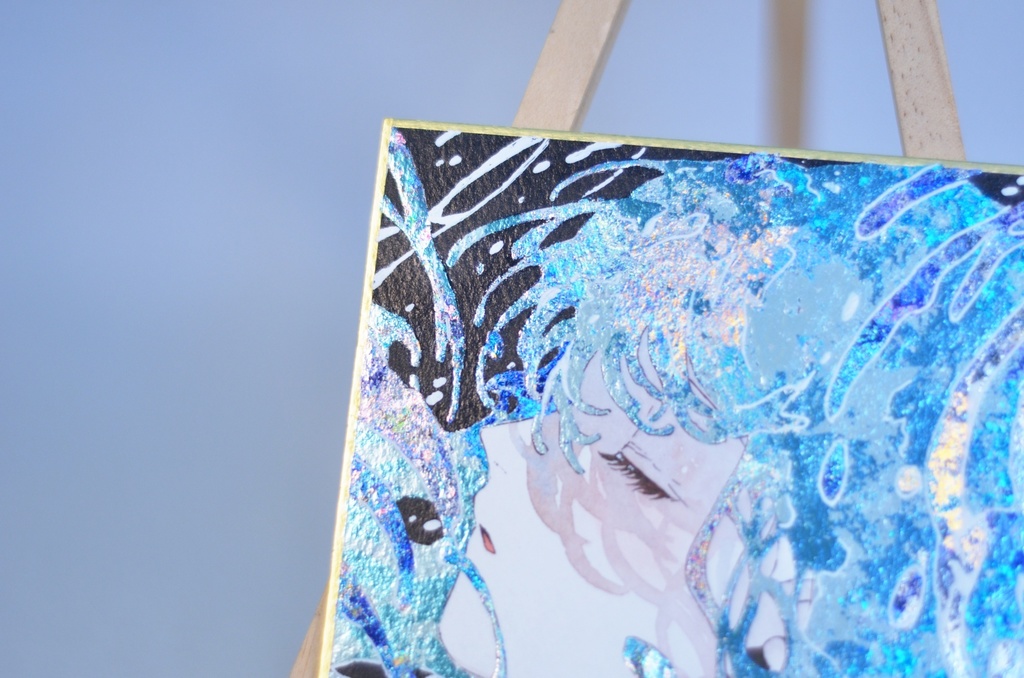 オリジナル 手描きイラスト 女の子 「海風」 1/4色紙サイズ 透明水彩 原画