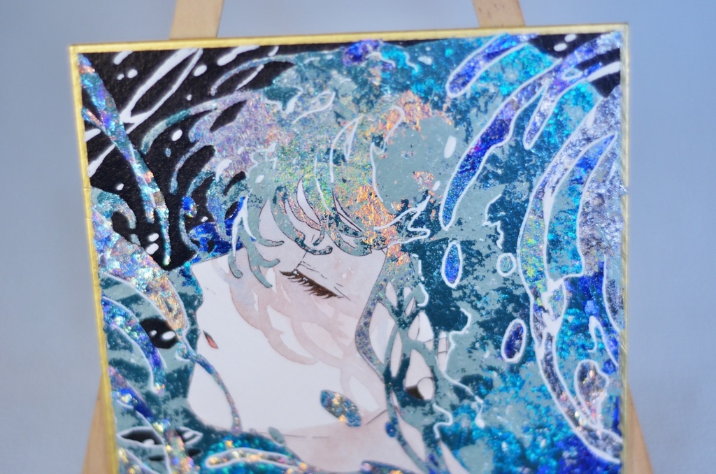 オリジナル 手描きイラスト 女の子 「海風」 1/4色紙サイズ 透明水彩 原画