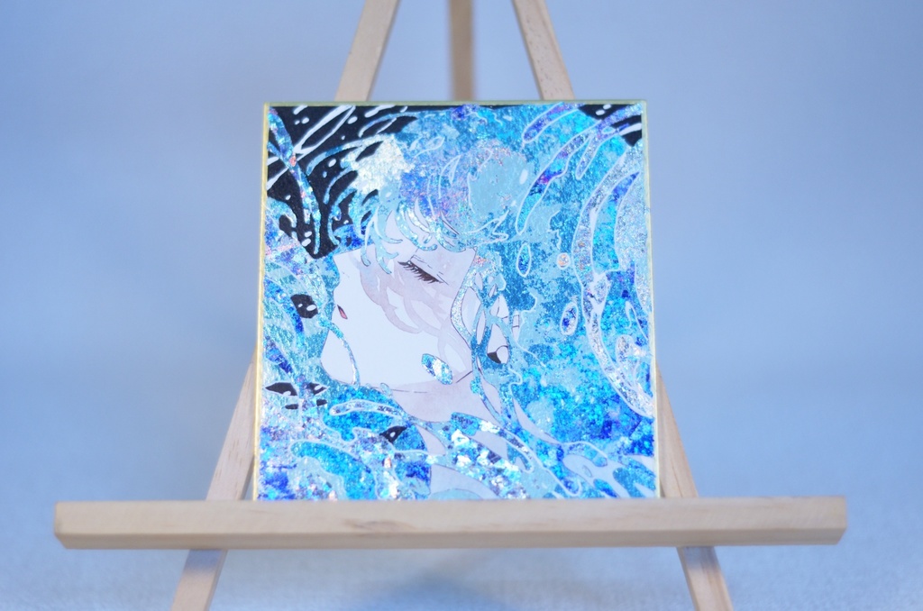 オリジナル 手描きイラスト 女の子 「海風」 1/4色紙サイズ 透明水彩 原画