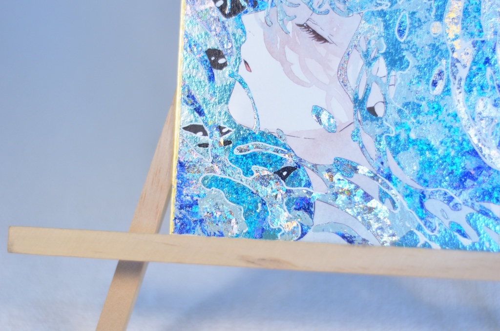 オリジナル 手描きイラスト 女の子 「海風」 1/4色紙サイズ 透明水彩 原画