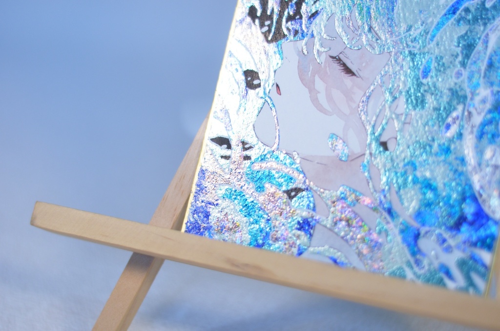 オリジナル 手描きイラスト 女の子 「海風」 1/4色紙サイズ 透明水彩 原画