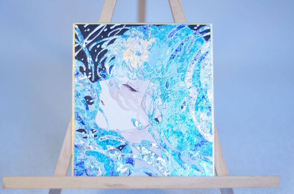 オリジナル 手描きイラスト 女の子 「海風」 1/4色紙サイズ 透明水彩 原画