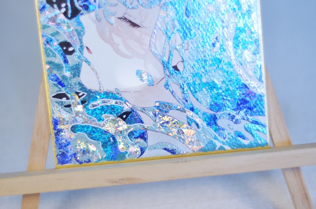 オリジナル 手描きイラスト 女の子 「海風」 1/4色紙サイズ 透明水彩 原画