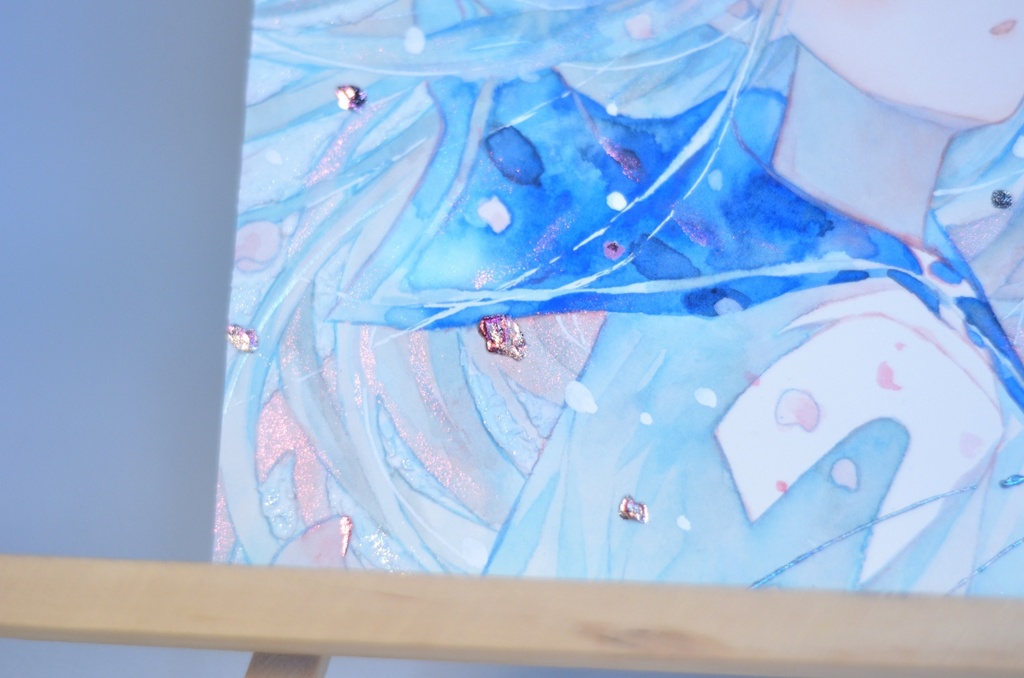 オリジナル 手描きイラスト 女の子 「はじまり」 正方形サイズ 透明水彩 原画