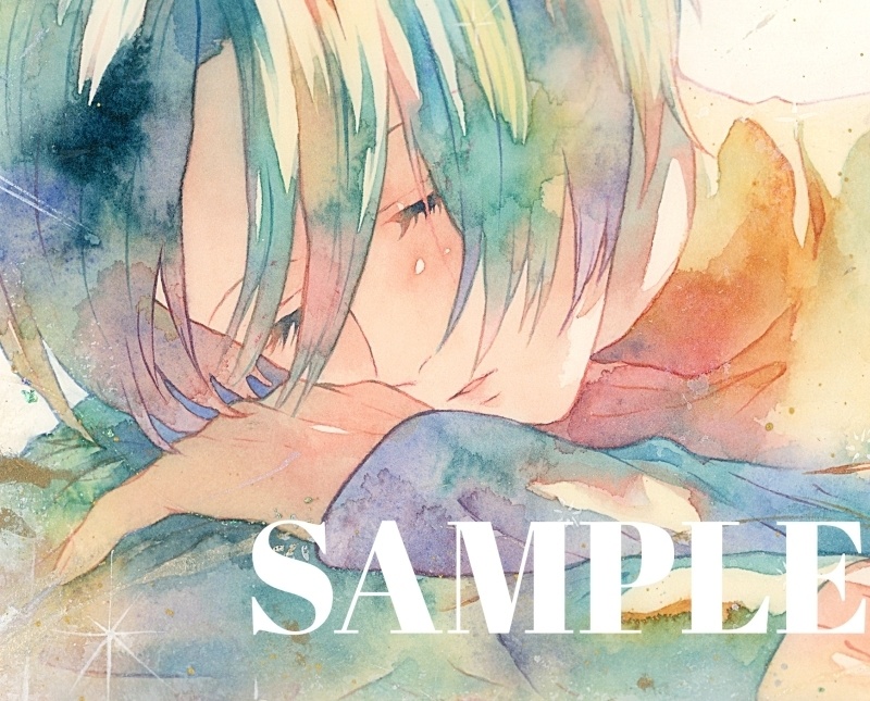 オリジナル 手描きイラスト 女の子 「夢の続きを」 正方形サイズ 透明水彩 原画