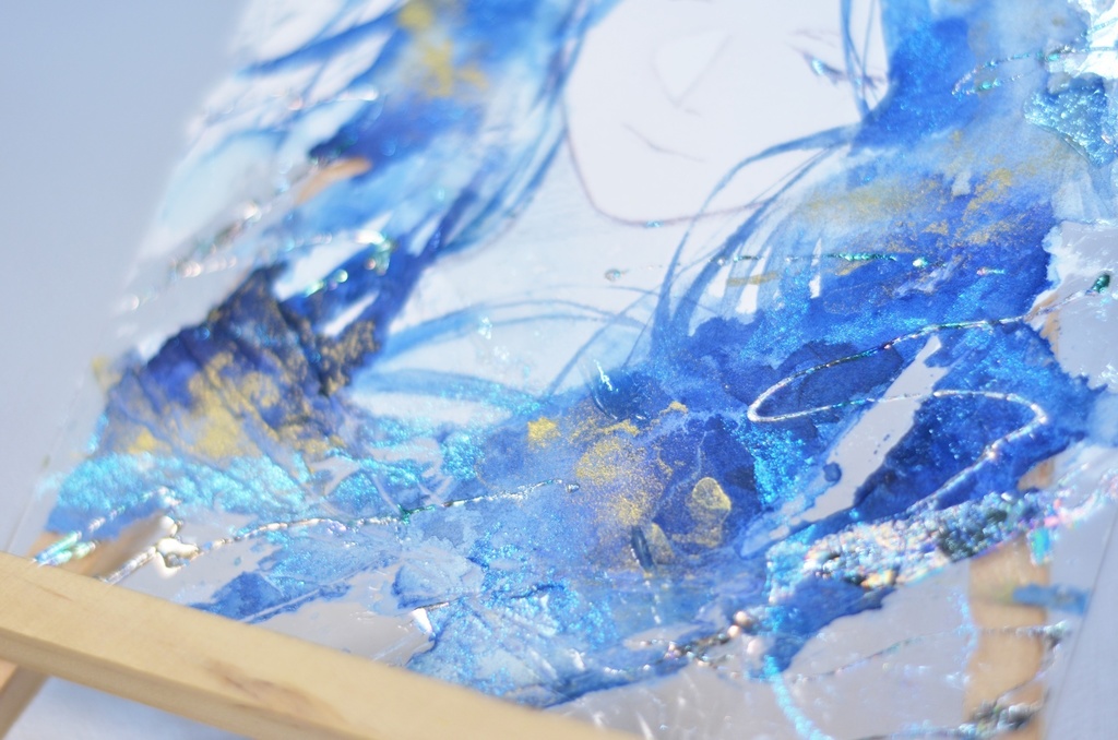 オリジナル 手描きイラスト 女の子 「夜空の夢を見て」 アクリル板 A5サイズ 透明水彩 原画