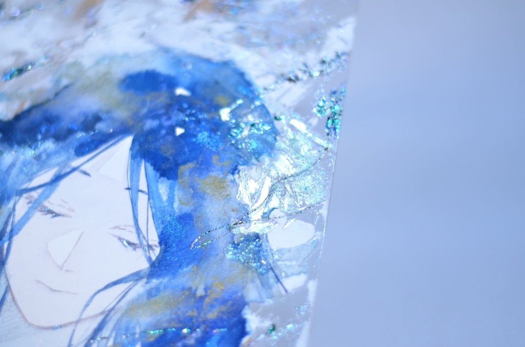 オリジナル 手描きイラスト 女の子 「夜空の夢を見て」 アクリル板 A5サイズ 透明水彩 原画