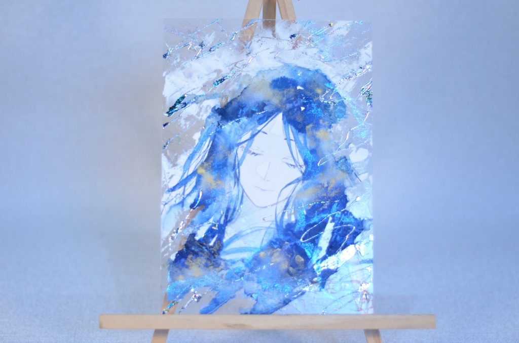 オリジナル 手描きイラスト 女の子 「夜空の夢を見て」 アクリル板 A5サイズ 透明水彩 原画