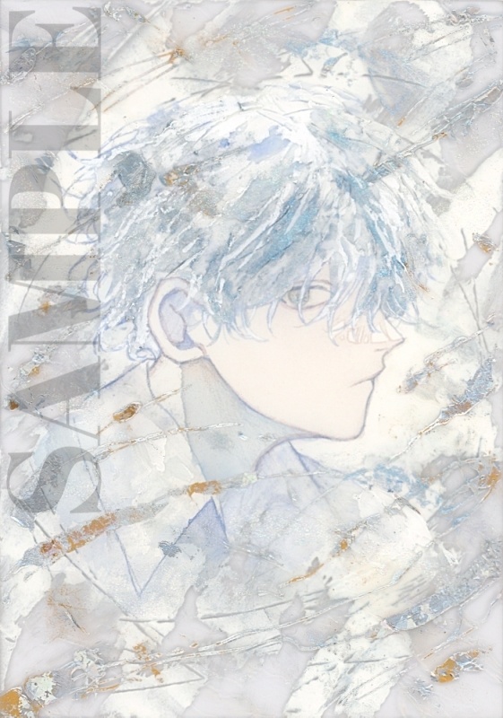 オリジナル 手描きイラスト 男の子 青年 「光の透り道」 アクリル板 A5サイズ 透明水彩 原画