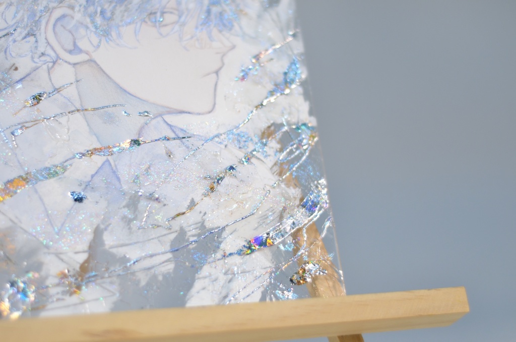 オリジナル 手描きイラスト 男の子 青年 「光の透り道」 アクリル板 A5サイズ 透明水彩 原画