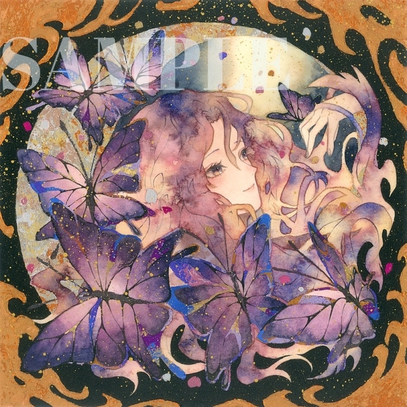 オリジナル 手描きイラスト 女の子 「胡蝶の夢」 変形サイズ 透明水彩 原画