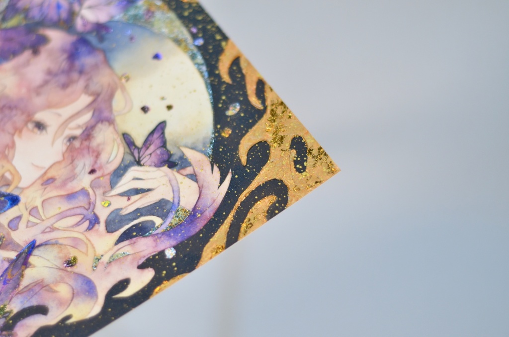 オリジナル 手描きイラスト 女の子 「胡蝶の夢」 変形サイズ 透明水彩 原画