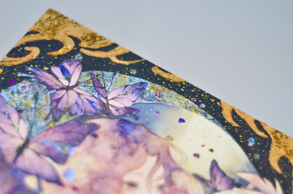 オリジナル 手描きイラスト 女の子 「胡蝶の夢」 変形サイズ 透明水彩 原画