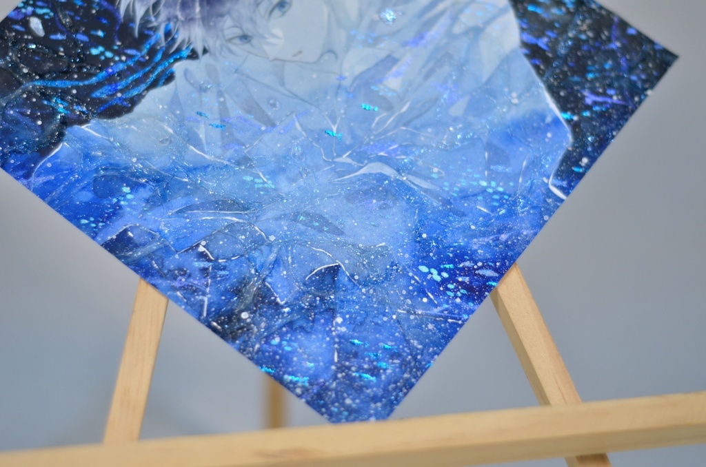 オリジナル 手描きイラスト 男の子 青年 「沈む」 変形サイズ 透明水彩 原画