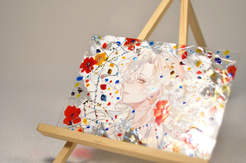 オリジナル 手描きイラスト 女の子 「花の踊り子」 アクリル板 A5サイズ 透明水彩 原画