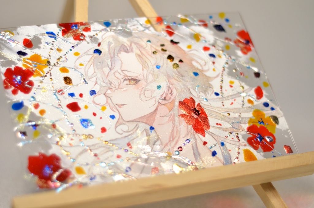 オリジナル　手描きイラスト　 女の子　「花の踊り子」 アクリル板　A5サイズ　透明水彩　原画