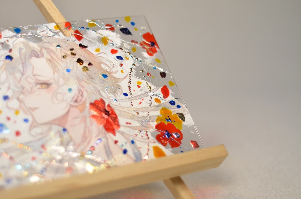 オリジナル 手描きイラスト 女の子 「花の踊り子」 アクリル板 A5サイズ 透明水彩 原画