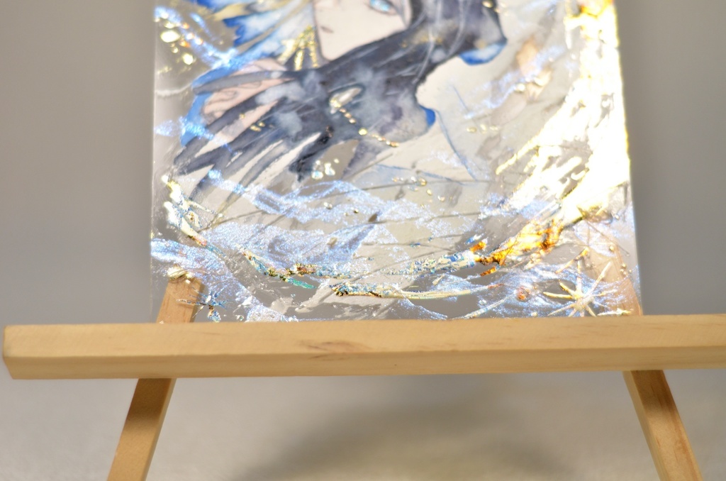 オリジナル 手描きイラスト 女の子 「月に願いを」 アクリル板 A5サイズ 透明水彩 原画