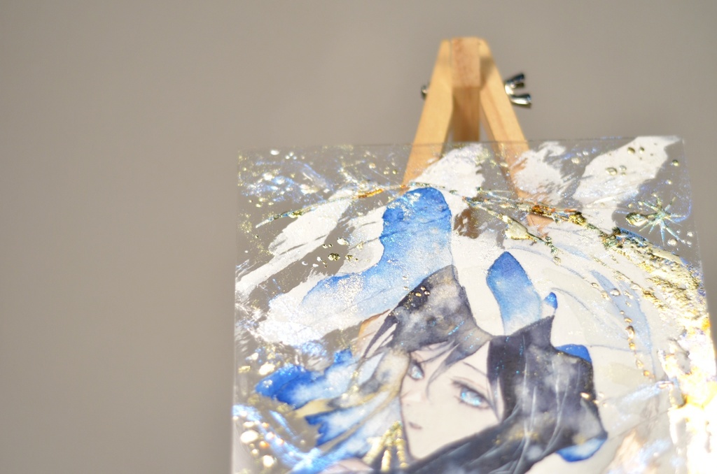 オリジナル 手描きイラスト 女の子 「月に願いを」 アクリル板 A5サイズ 透明水彩 原画