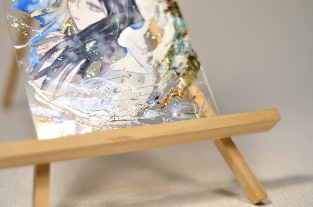 オリジナル 手描きイラスト 女の子 「月に願いを」 アクリル板 A5サイズ 透明水彩 原画